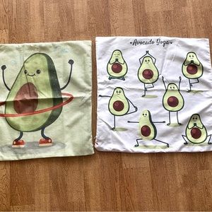 Avocado Theme Decorative Throw Pillow Covers 17x17 Inch- Lot of 2